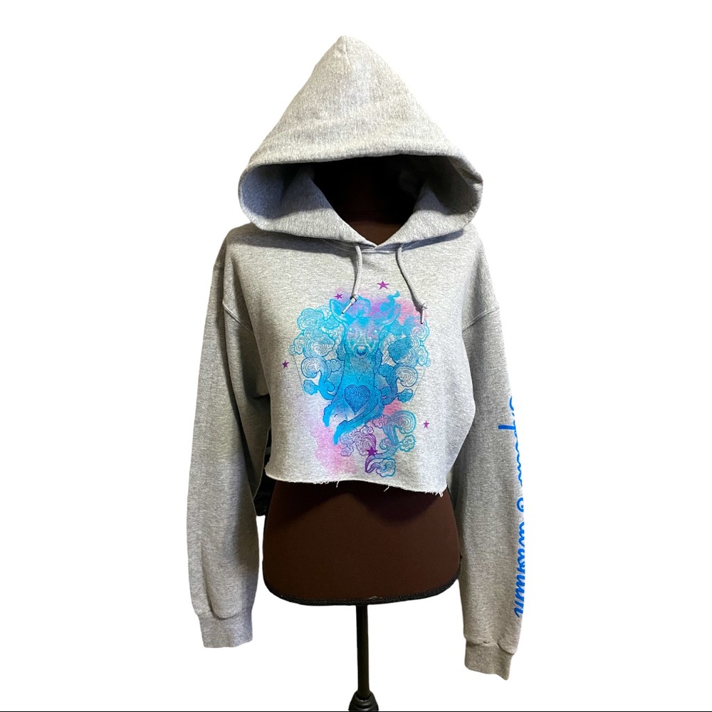 Harry Potter crop top hoodie size large gray NWOT